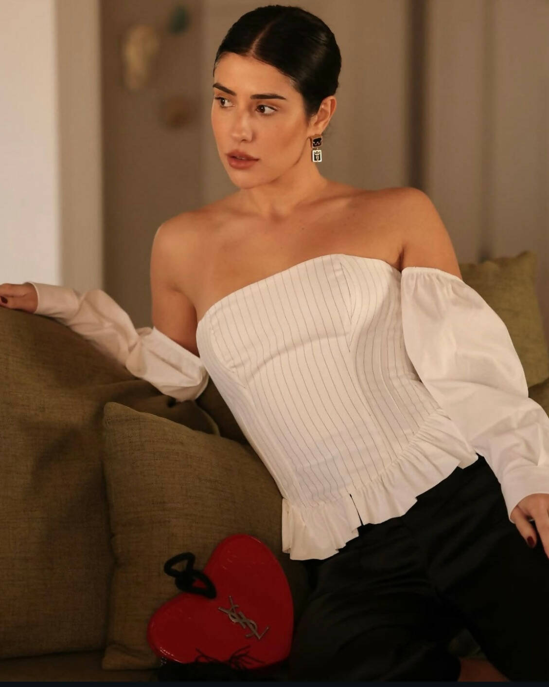 Off-White Striped Corset Top