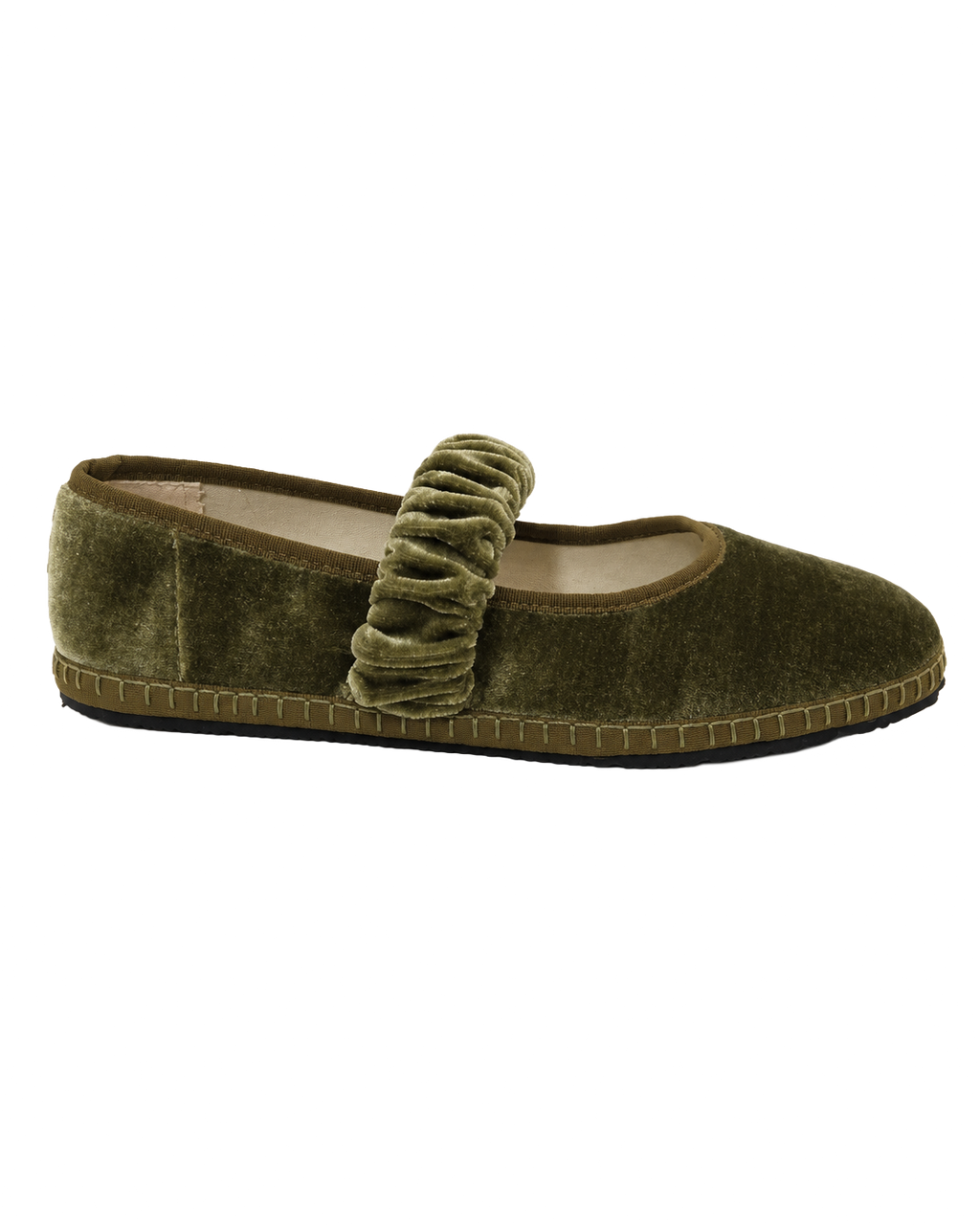 Ballet Flat Elastic Band Olive