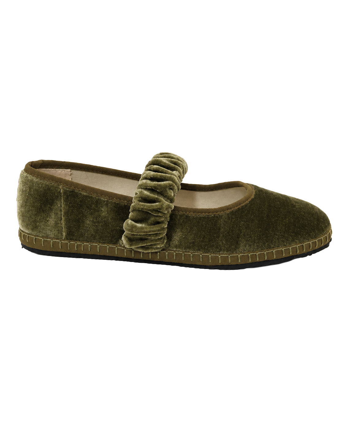 Ballet Flat Elastic Band Olive