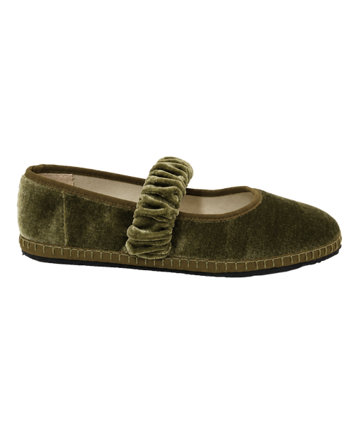 Ballet Flat Elastic Band Olive