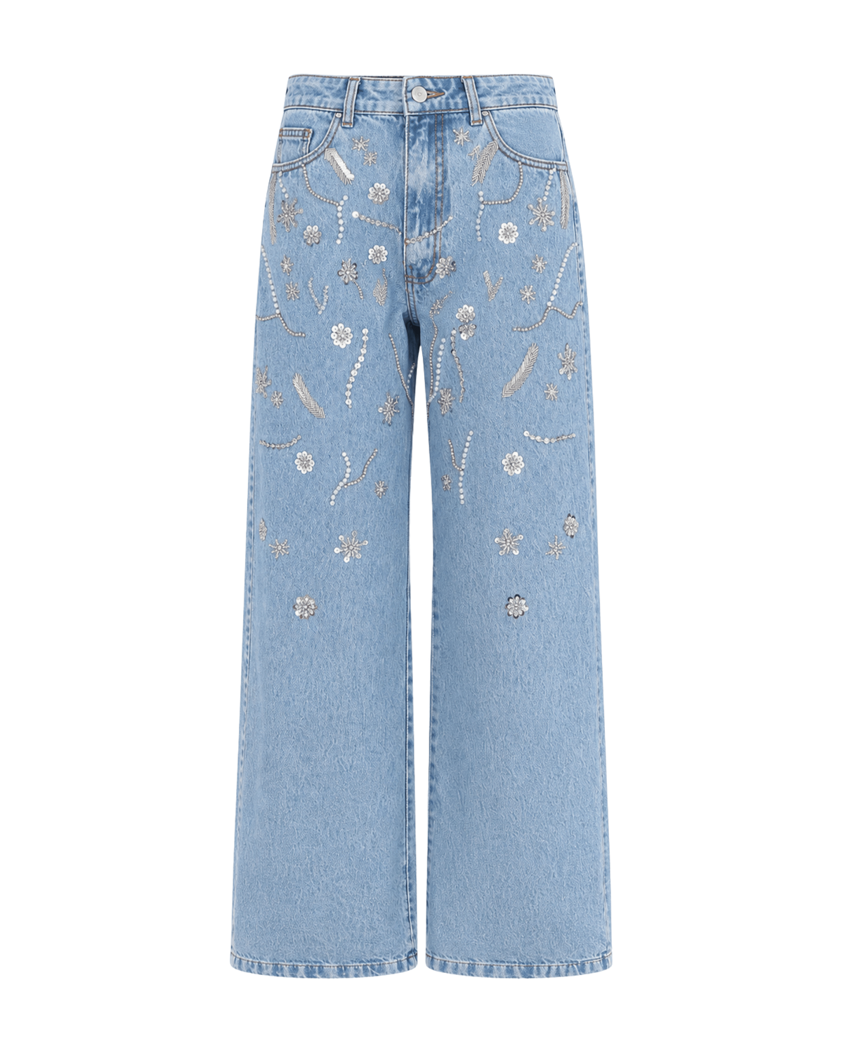 Pants Jeans Embroidered Flowers