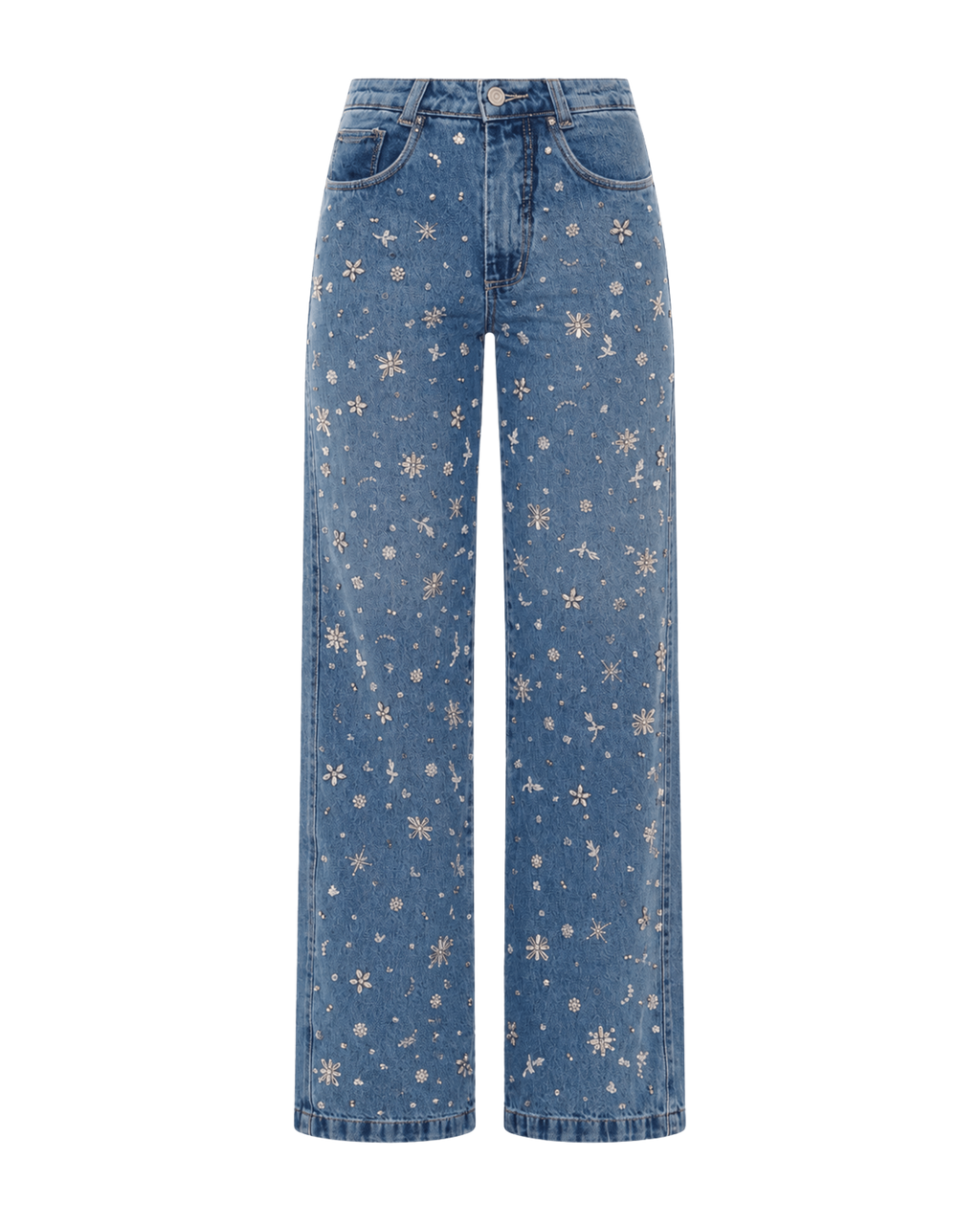 Pants Jeans Embroidered All Crystal