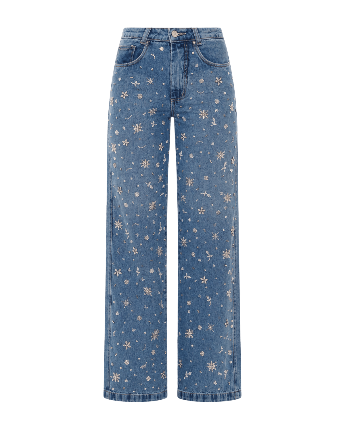 Pants Jeans Embroidered All Crystal