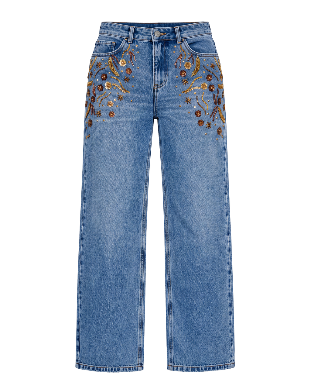 Pants Jeans Embroidered Gold by Yasoli, still