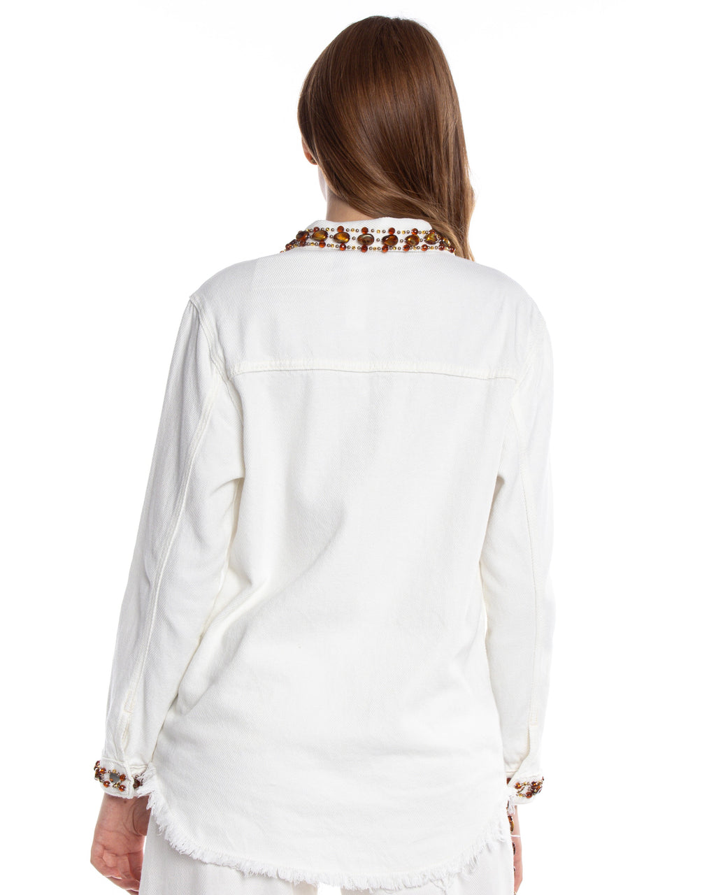 Shirt Jeans Off White Embroidered by Yasoli with the matching pants, back view