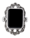 Ring Onyx Silver Marcasite
