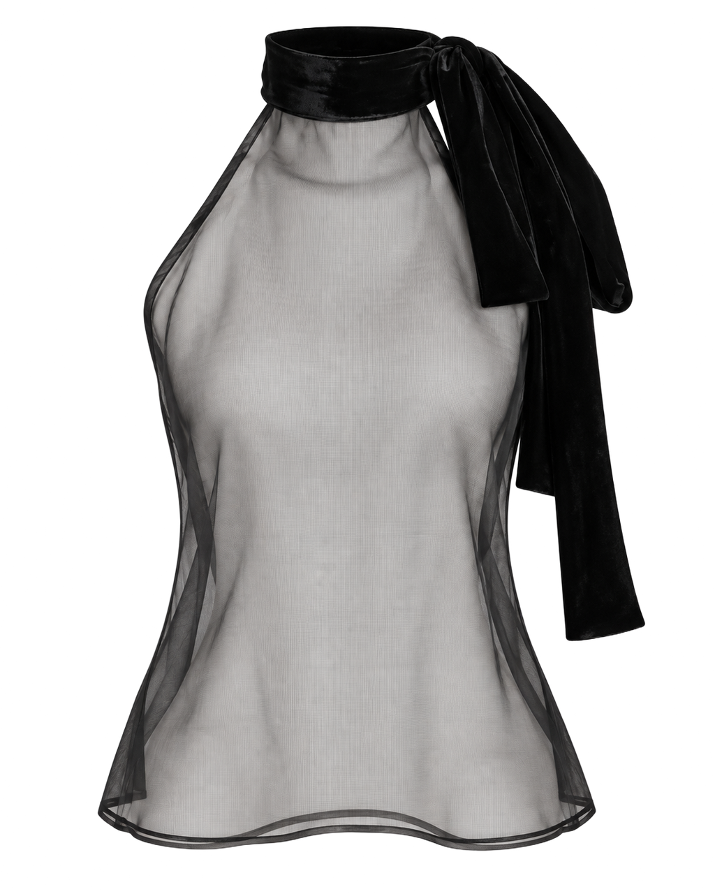 Blusa Laços Organza Preta