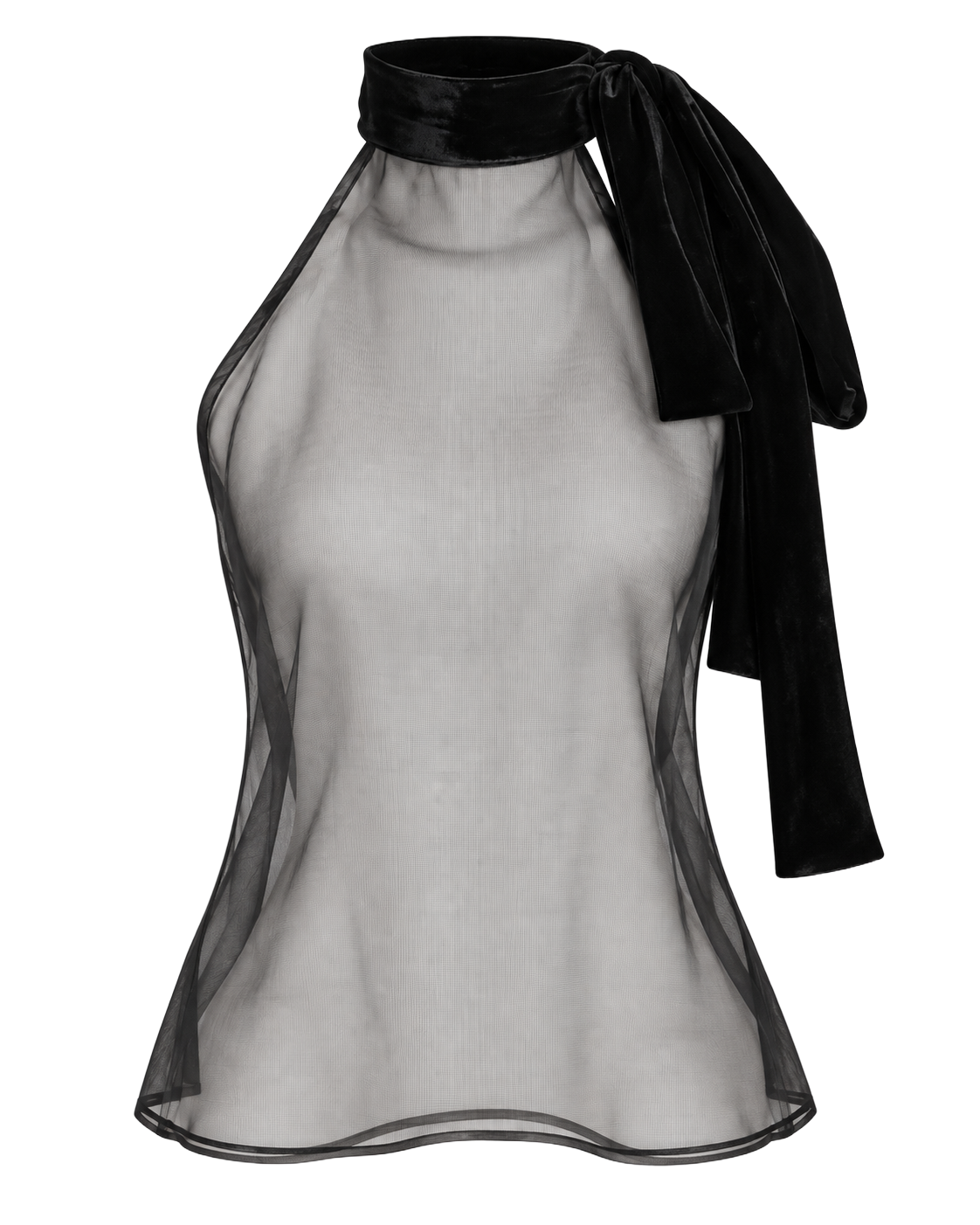 Black Organza Bow Blouse