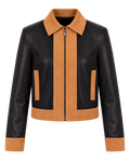 Rhea Trucker Jacket Black and Tobacco Khaki by NADI