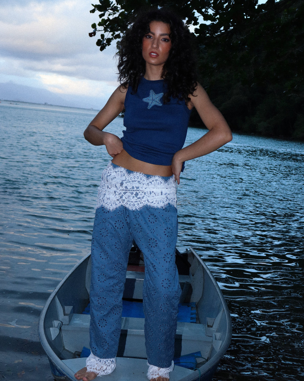 Calça Mar de Renda Azul