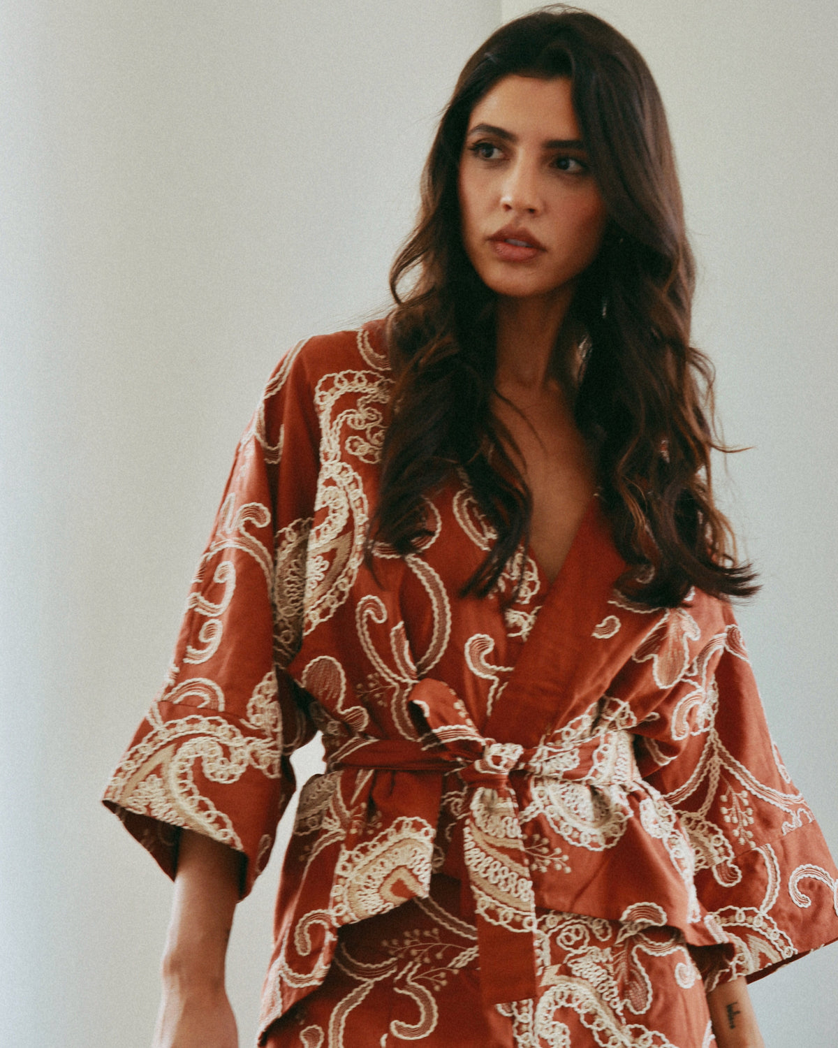 Embroidered Linen Kimono