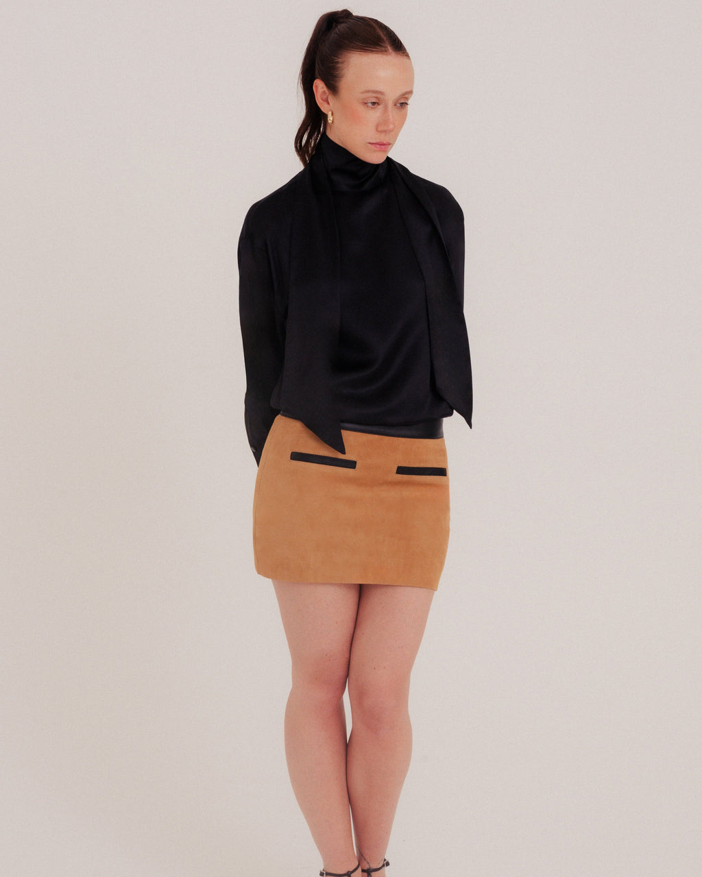 Yas Mini Skirt Black and Tobacco Khaki by NADI 1