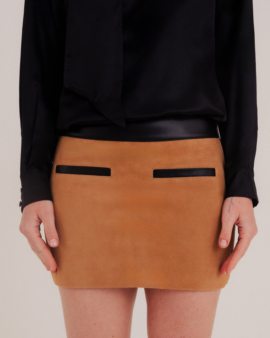 Yas Mini Skirt Black and Tobacco Khaki by NADI 2