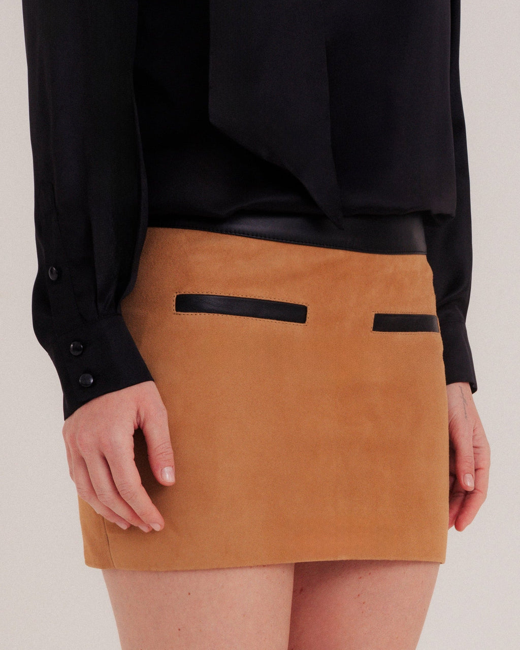 Yas Mini Skirt Black and Tobacco Khaki by NADI 4