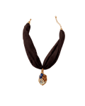 Necklace Scarf Brown Stones Net