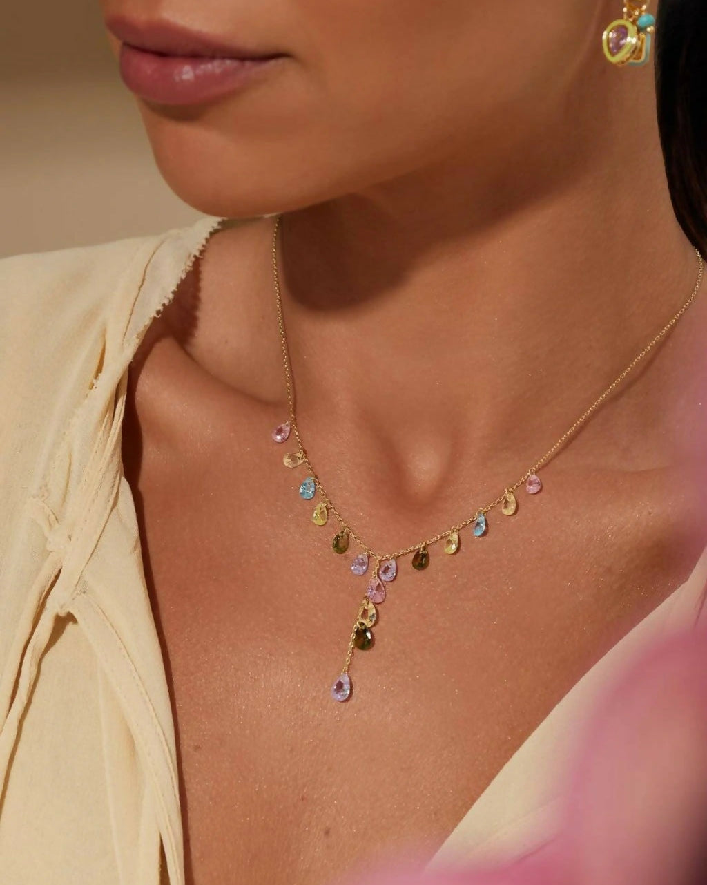 Necklace Bow-Tie Zirconia Multicolor