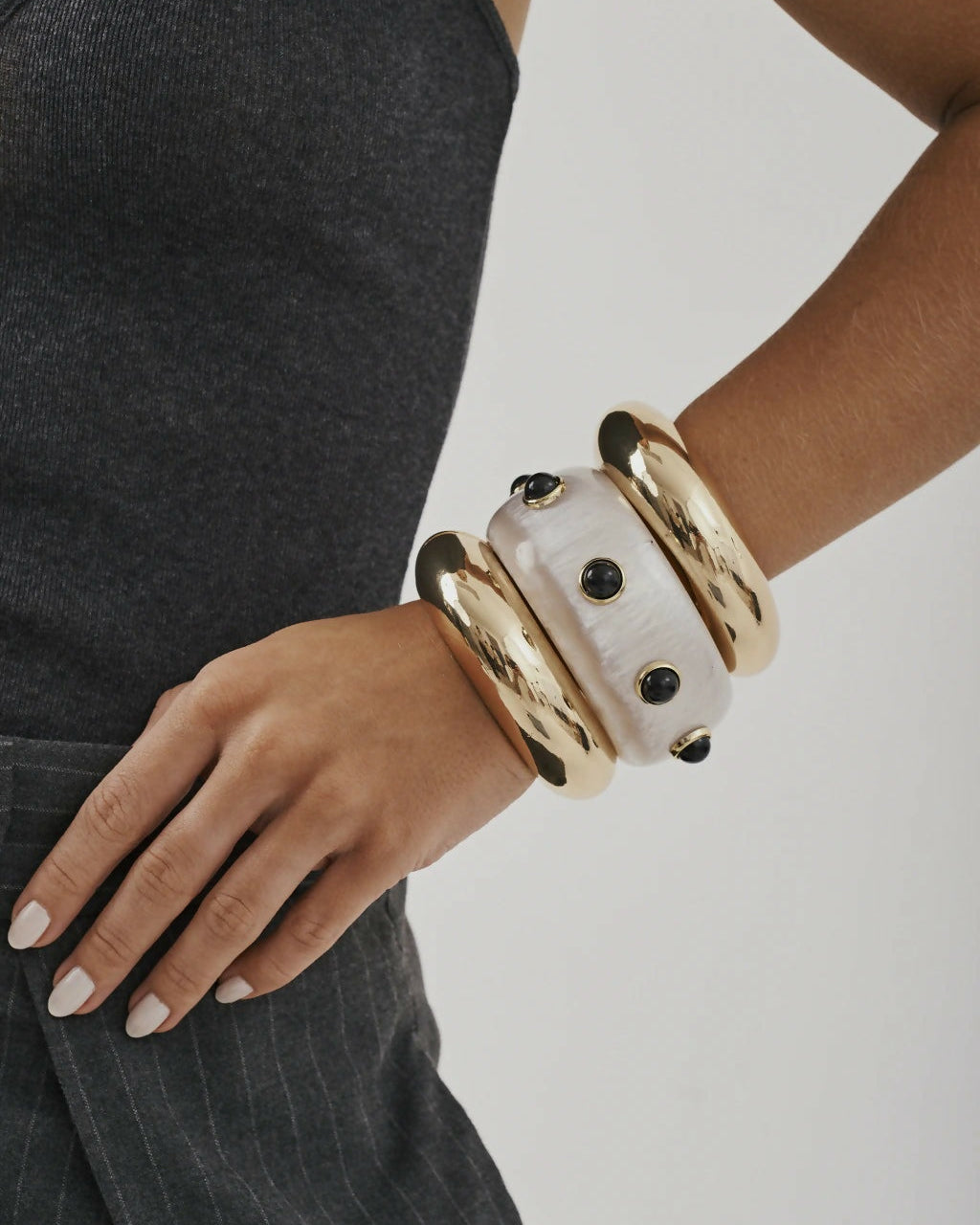 Bracelete Madrepérola Bolas Ônix