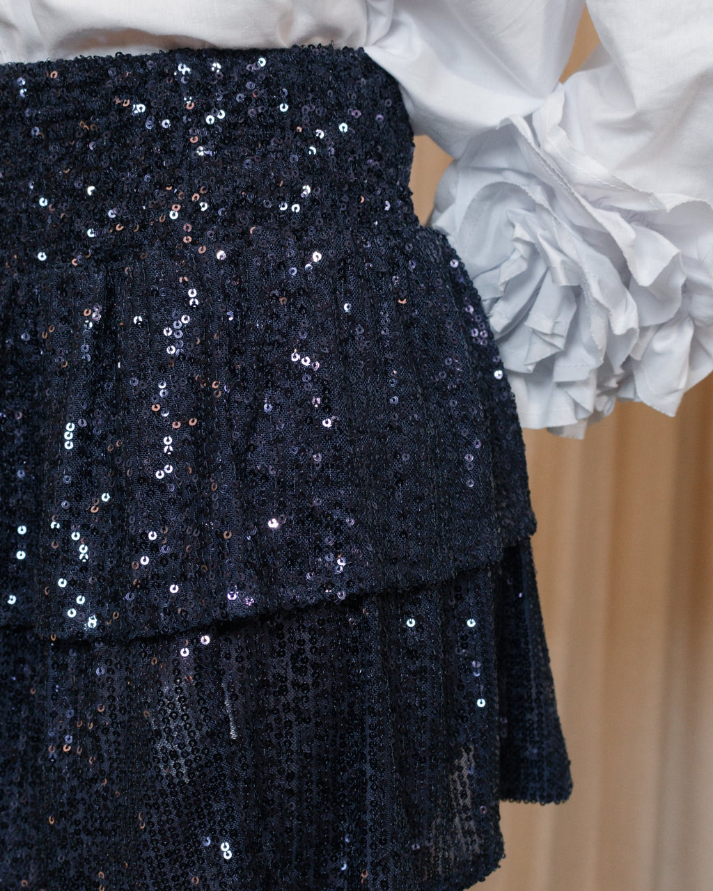 Skirt Ruffled Sequin Navy