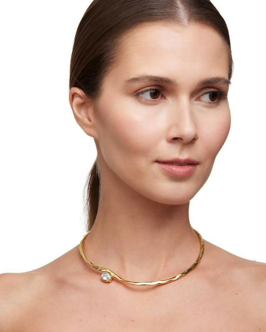 Aro Trajetos Dourado Pedra Cristal